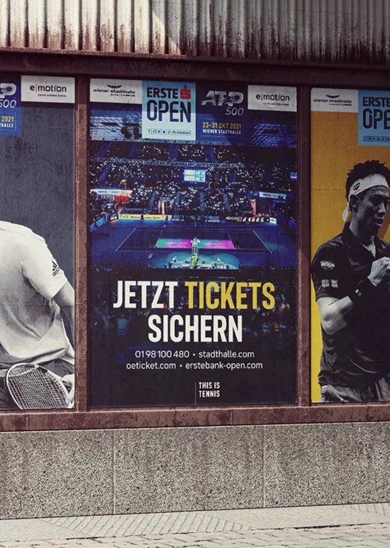 Plakatserie der Erste Bank Open.
