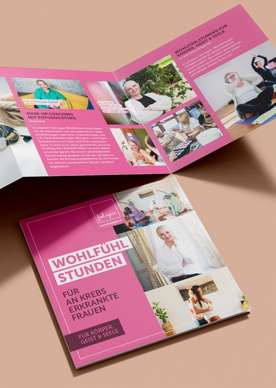 Design für 6-seitigen Folder für den Verein feel again.